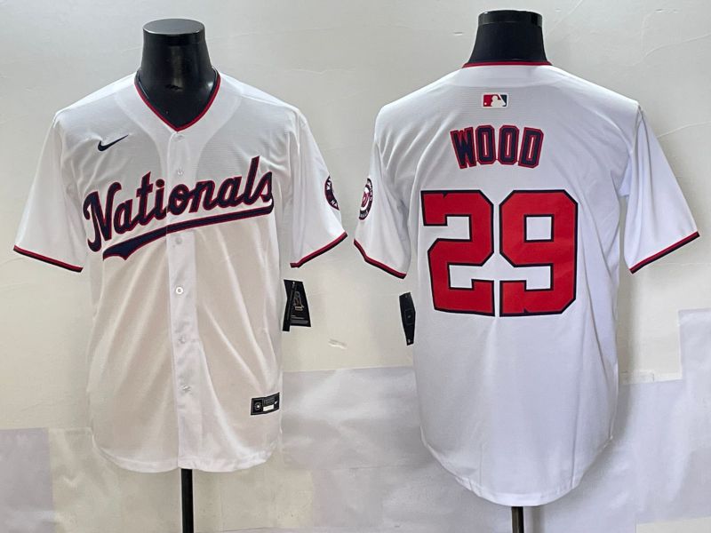 Men 2025 Washington Nationals 29 Wood White Game Nike MLB Jersey style 1